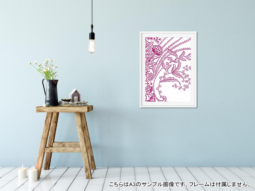 kabeコレのポスター ウォールステッカー シール式ステッカー 飾り 89×127mm L版 写真 フォト 壁 インテリア おしゃれ 　剥がせる wall sticker poster 005227 植物　イラスト　ピンク｜アングル2
