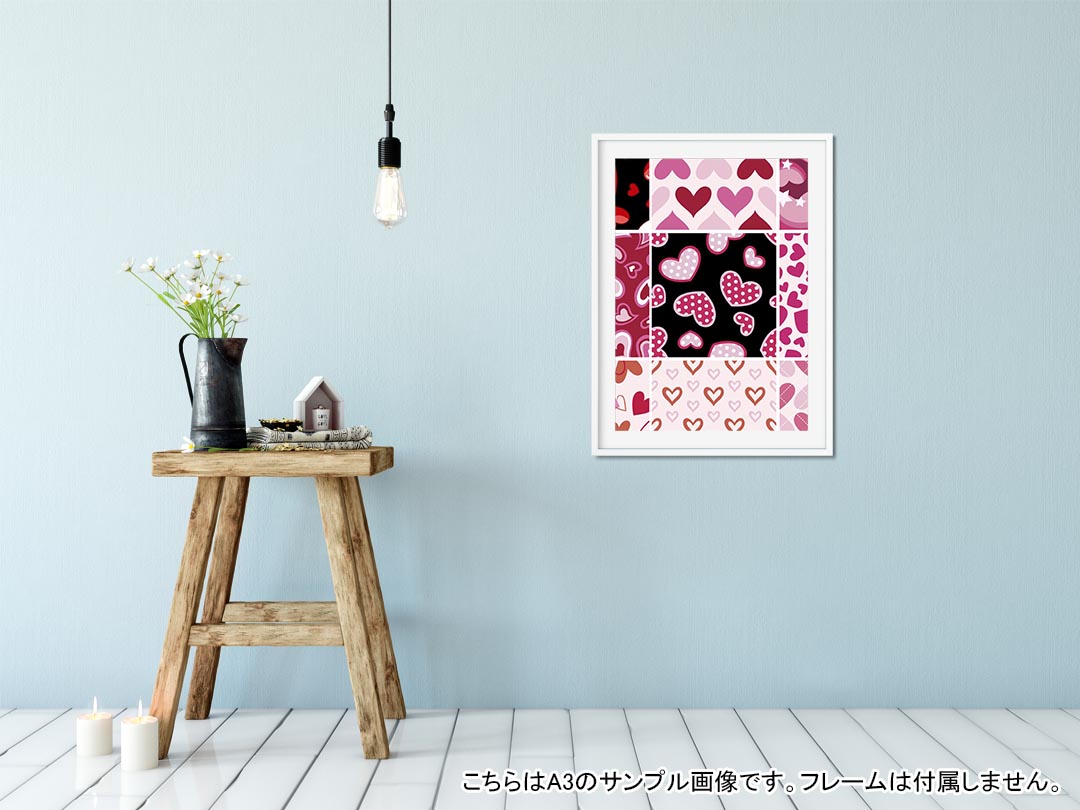 ポスター ウォールステッカー シール式ステッカー 飾り 182×257mm B5 写真 フォト 壁 インテリア おしゃれ 　剥がせる wall sticker poster 005240 ハート　模様　赤　ピンク 2