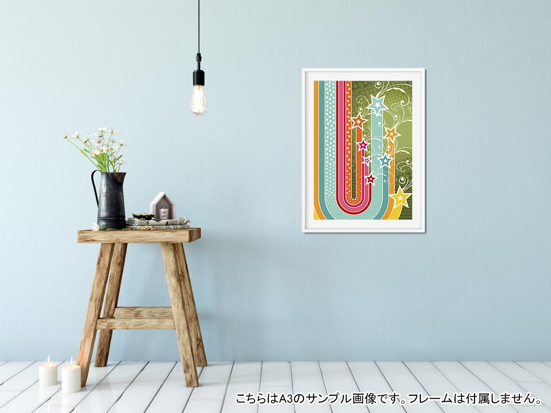 ポスター ウォールステッカー シール式ステッカー 飾り 364×515mm B3 写真 フォト 壁 インテリア おしゃれ 剥がせる wall sticker poster 005323 星　虹　カラフル kabekore-10209946 kabeコレ サンプル画像2