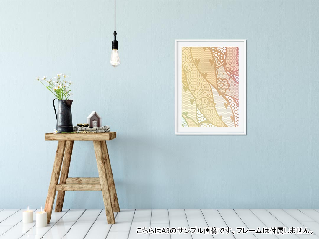 ポスター ウォールステッカー シール式ステッカー 飾り 210×297mm A4 写真 フォト 壁 インテリア おしゃれ 剥がせる wall sticker poster 005550 レース　模様 kabekore-10124750 kabeコレ サンプル画像2