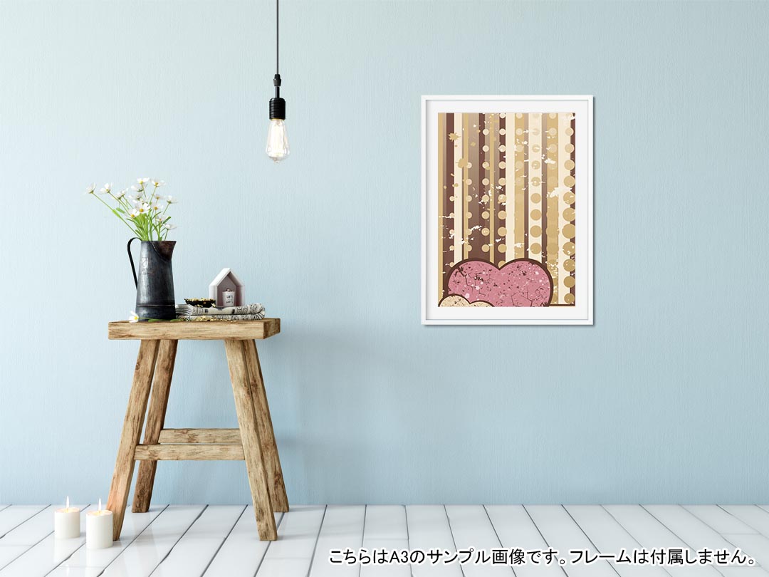 ポステッカー ポスター ウォールステッカー シール式ステッカー 飾り 1030mm×1456mm B0 写真 フォト 壁 インテリア おしゃれ 剥がせる wall sticker poster 005592 ハート　ブラウン kabekore-10451282 kabeコレ サンプル画像2