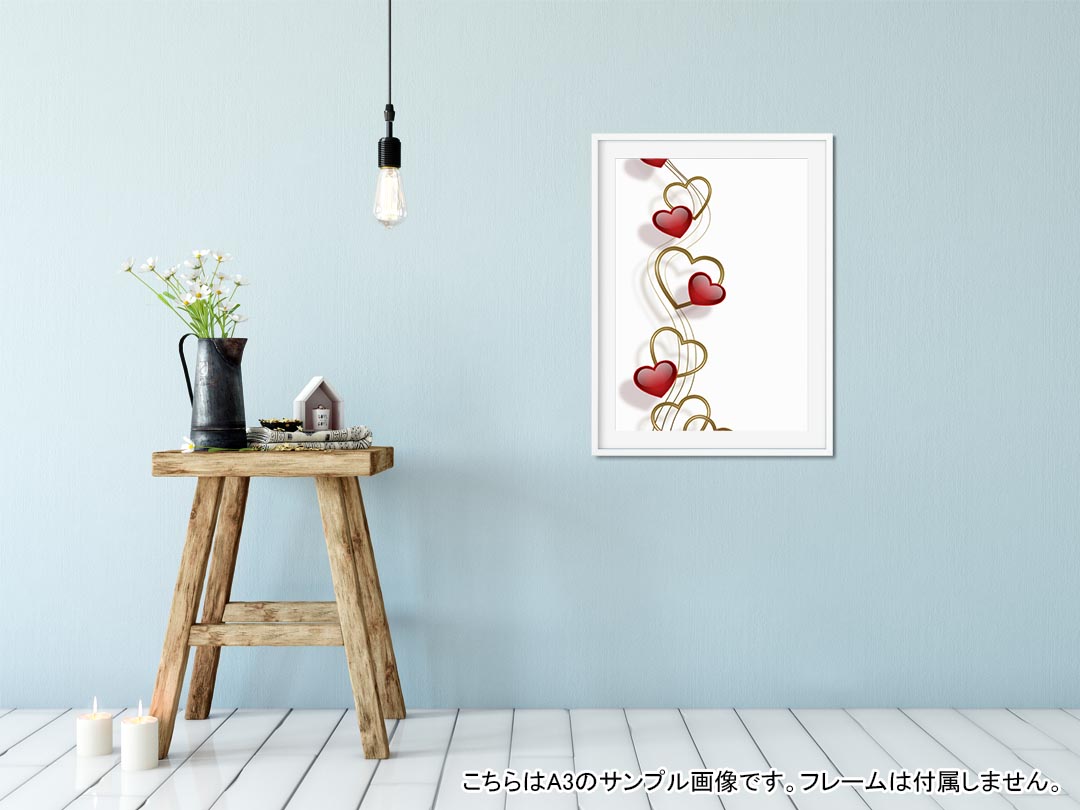 ポスター ウォールステッカー シール式ステッカー 飾り 210×297mm A4 写真 フォト 壁 インテリア おしゃれ 剥がせる wall sticker poster 005602 ハート　赤 kabekore-10124802 kabeコレ サンプル画像2