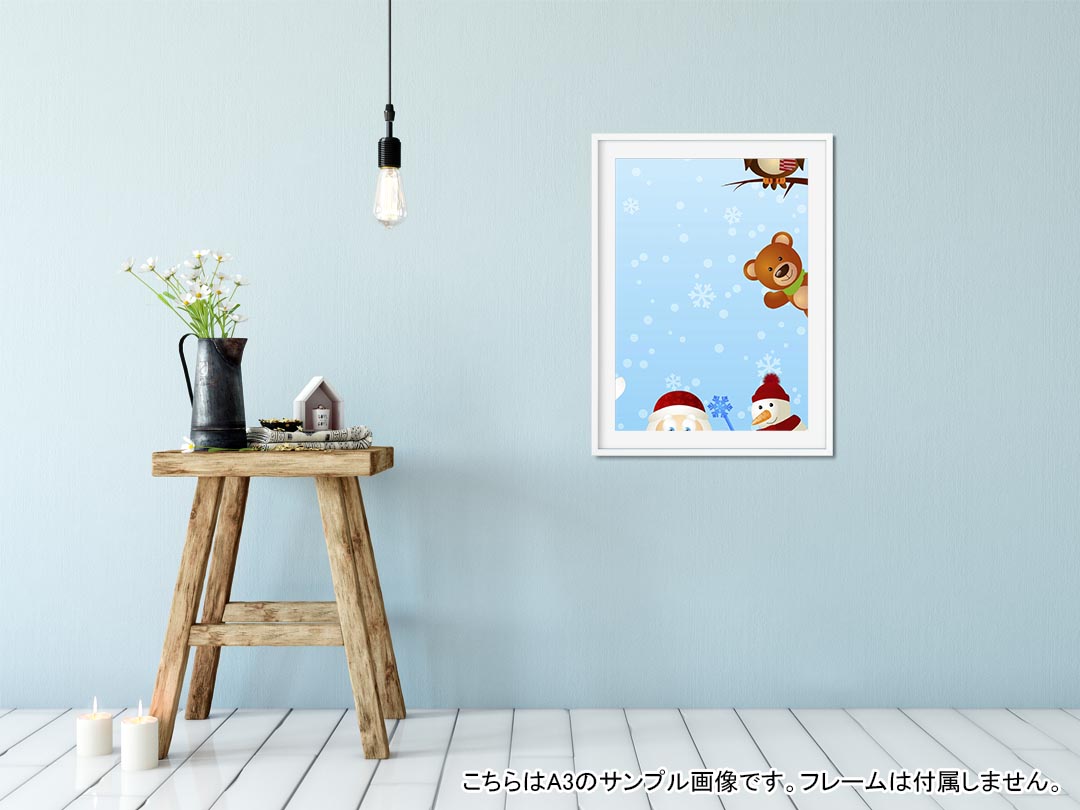kabeコレのポスター ウォールステッカー シール式ステッカー 飾り 257×364mm B4 写真 フォト 壁 インテリア おしゃれ 剥がせる wall sticker poster 005796 キャラクター　冬　サンタ｜アングル2