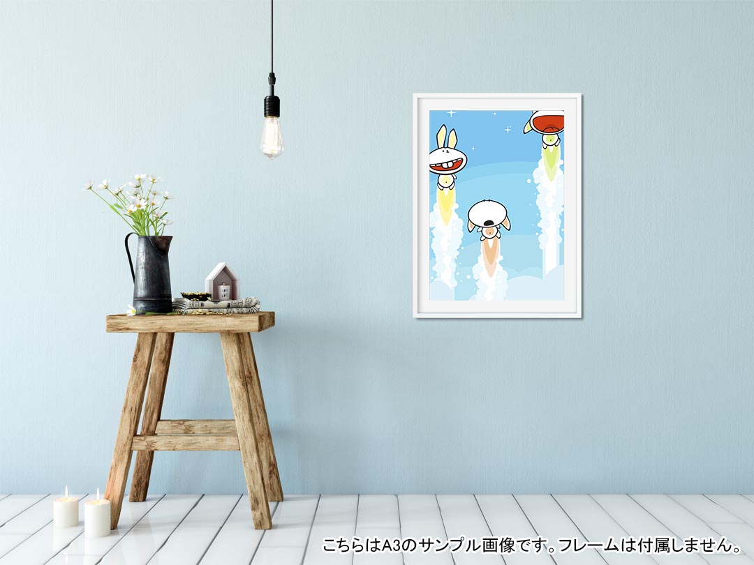 kabeコレのポスター ウォールステッカー シール式ステッカー 飾り 515×728mm B2 写真 フォト 壁 インテリア おしゃれ 剥がせる wall sticker poster 006086 兎　イラスト　うさぎ｜アングル2