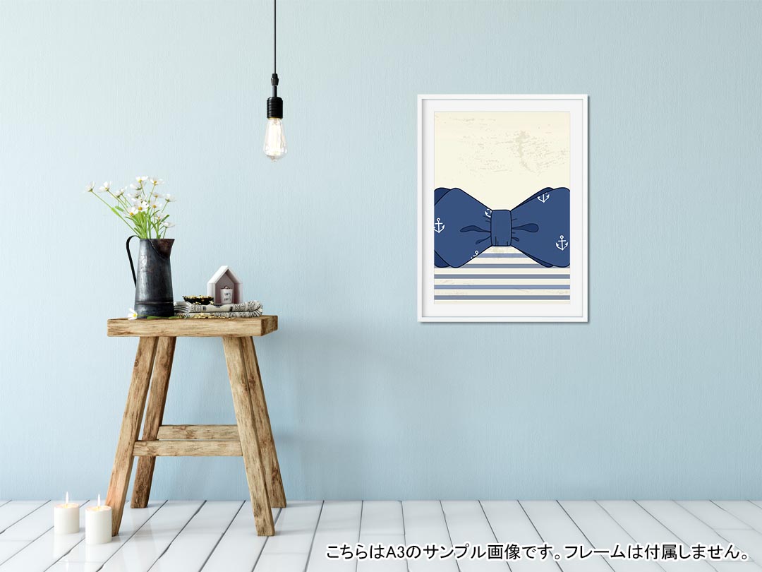 ポスター ウォールステッカー シール式ステッカー 飾り 182×257mm B5 写真 フォト 壁 インテリア おしゃれ 　剥がせる wall sticker poster 006108 リボン　マリン　ボーダー 2