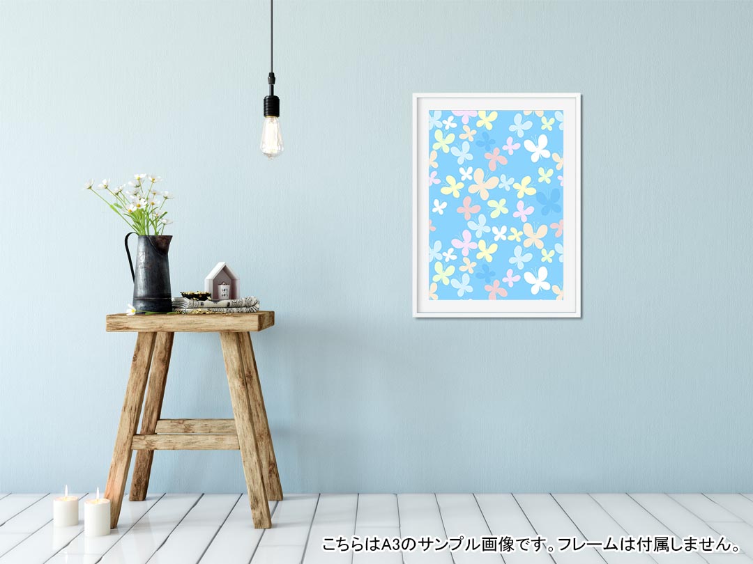 ポスター ウォールステッカー 長方形 シール式ステッカー 飾り 30×16cm Ssize 壁 インテリア おしゃれ　剥がせる wall sticker poster 006116 蝶　パステル　模様 kabekore-10392980 kabeコレ サンプル画像2