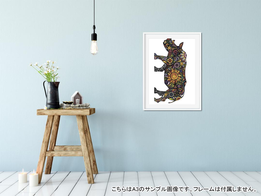 kabeコレのポスター ウォールステッカー シール式ステッカー 飾り 257×364mm B4 写真 フォト 壁 インテリア おしゃれ 剥がせる wall sticker poster 006336 サイ　動物　花｜アングル2