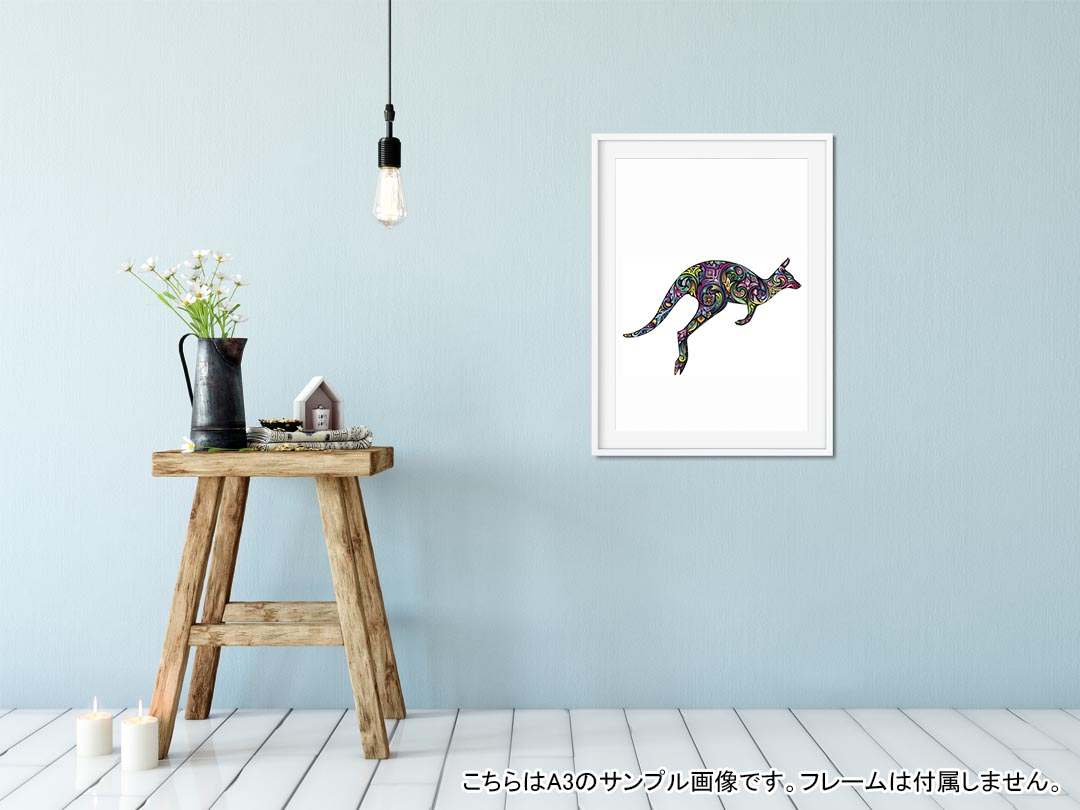 ポスター ウォールステッカー シール式ステッカー 飾り 594×841mm A1 写真 フォト 壁 インテリア おしゃれ 剥がせるwall sticker poster 006410 動物　カンガルー　カラフル kabekore-10082893 kabeコレ サンプル画像2