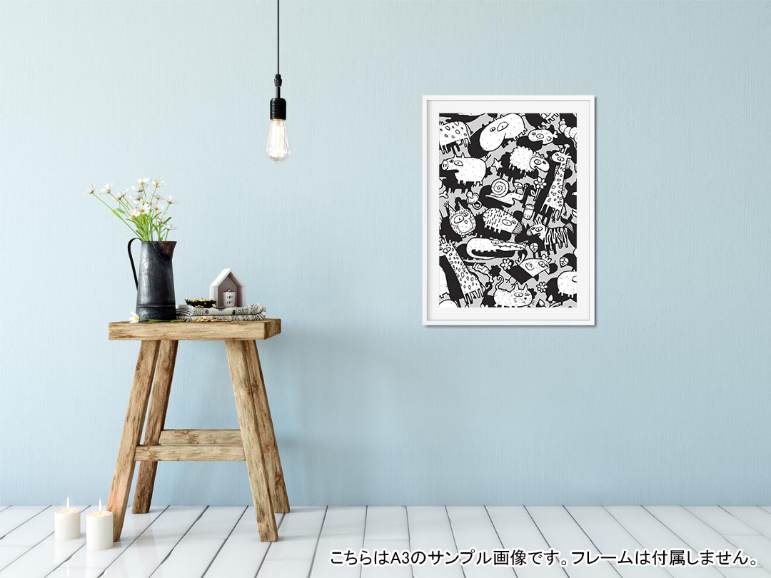 ポスター ウォールステッカー シール式ステッカー 飾り 420×594mm A2 写真 フォト 壁 インテリア おしゃれ 剥がせる wall sticker poster 006799 動物　イラスト 2