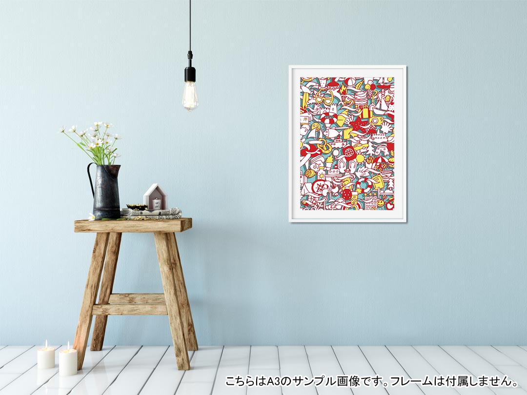 kabeコレのポスター ウォールステッカー シール式ステッカー 飾り 182×257mm B5 写真 フォト 壁 インテリア おしゃれ 　剥がせる wall sticker poster 006807 イラスト　海　模様｜アングル2