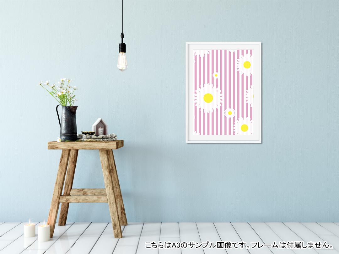 kabeコレのポスター ウォールステッカー シール式ステッカー 飾り 420×594mm A2 写真 フォト 壁 インテリア おしゃれ 剥がせる wall sticker poster 006954 花　　ストライプ｜アングル2