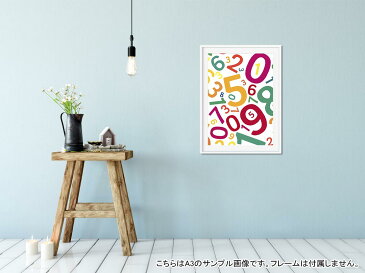 ポスター ウォールステッカー 長方形 シール式ステッカー 飾り 60×31cm Msize 壁 インテリア おしゃれ 剥がせる wall sticker poster 007389 数字 カラフル 文字 模様