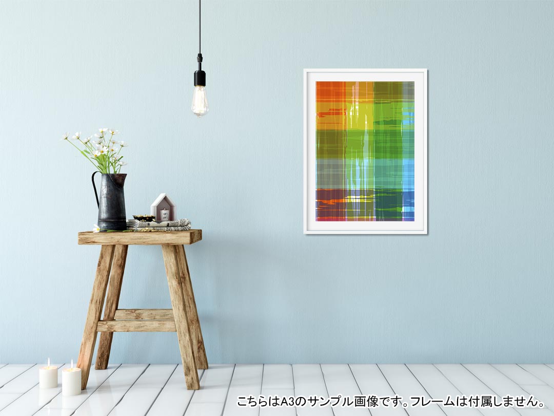 ポスター ウォールステッカー シール式ステッカー 飾り 420×594mm A2 写真 フォト 壁 インテリア おしゃれ 剥がせる wall sticker poster 007406 カラフル　レインボー　チェック　模様 2