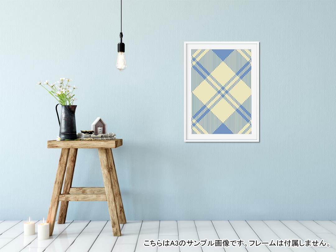 kabeコレのポステッカー ポスター ウォールステッカー シール式ステッカー 飾り 1030mm×1456mm B0 写真 フォト 壁 インテリア おしゃれ 剥がせる wall sticker poster 007428 チェック　模様　青　ブルー｜アングル2
