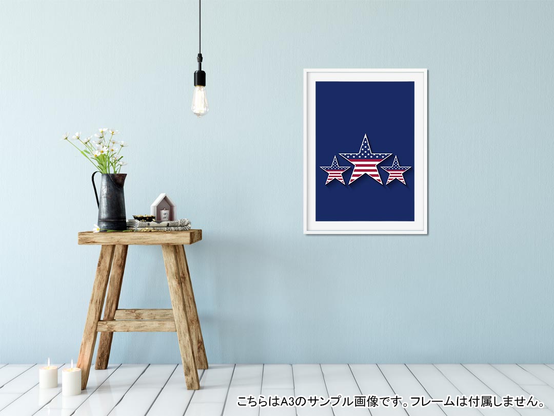 ポスター ウォールステッカー シール式ステッカー 飾り 182×257mm B5 写真 フォト 壁 インテリア おしゃれ 　剥がせる wall sticker poster 007442 星　スター　国旗