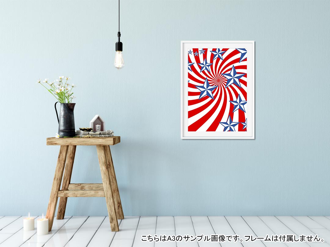 ポスター ウォールステッカー シール式ステッカー 飾り 210×297mm A4 写真 フォト 壁 インテリア おしゃれ 剥がせる wall sticker poster 007539 星　スター　赤　レッド　青　ブルー kabekore-10126713 kabeコレ サンプル画像2