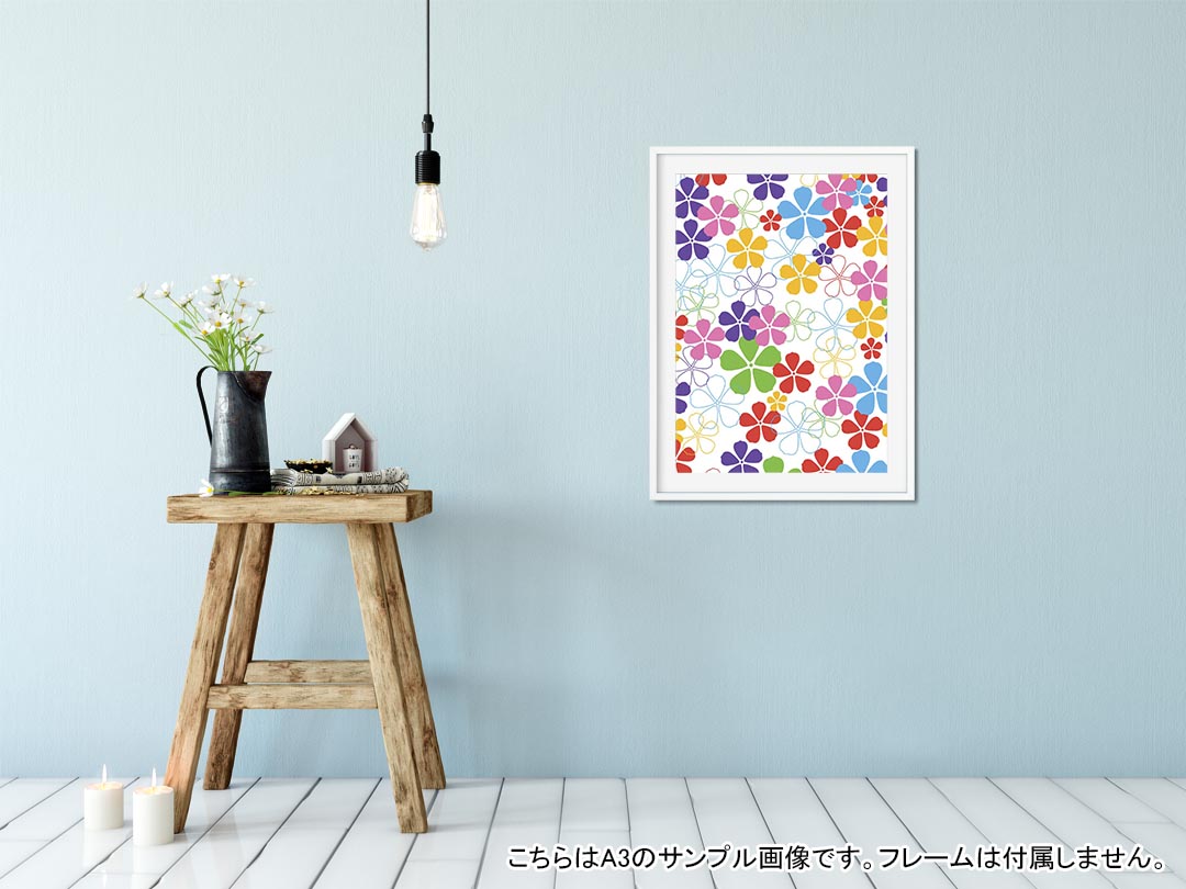 kabeコレのポスター ウォールステッカー シール式ステッカー 飾り 297×420mm A3 写真 フォト 壁 インテリア おしゃれ 剥がせる wall sticker poster 007567 花　　カラフル　模様｜アングル2