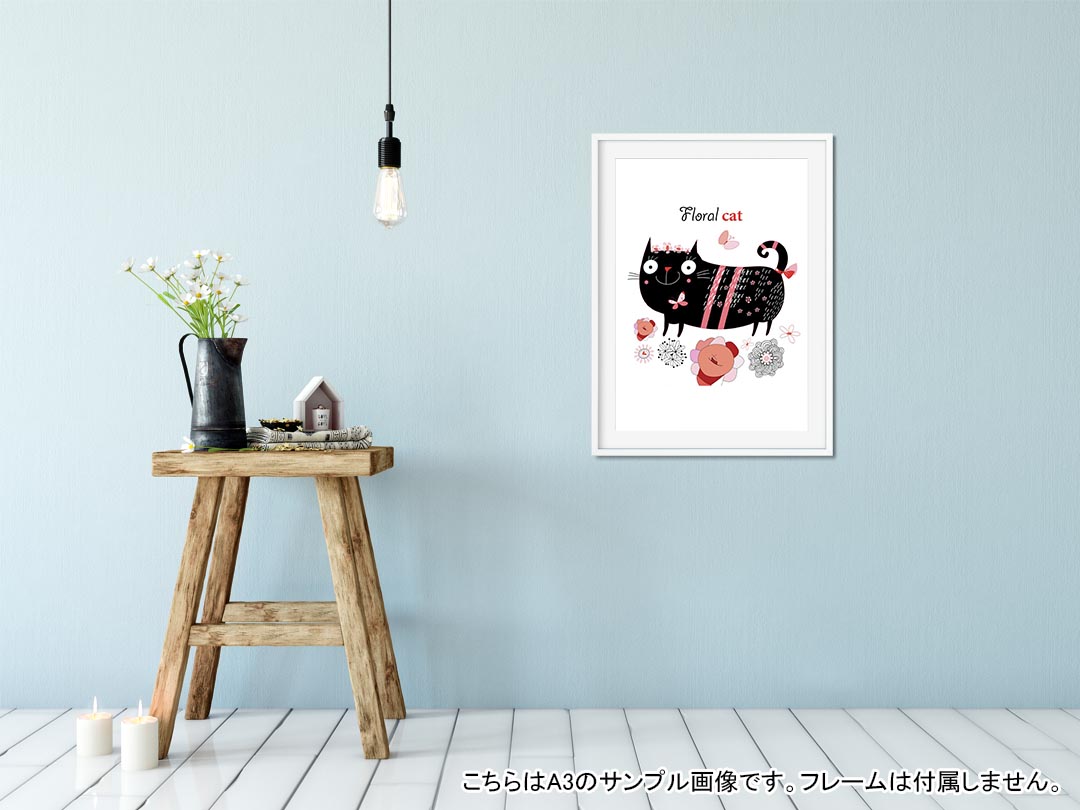 ポスター ウォールステッカー シール式ステッカー 飾り 420×594mm A2 写真 フォト 壁 インテリア おしゃれ 剥がせる wall sticker poster 007727 花　　猫　ねこ 2