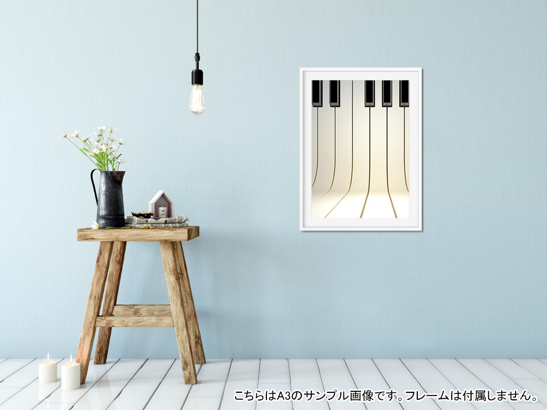 ポスター ウォールステッカー シール式ステッカー 飾り 89×127mm L版 写真 フォト 壁 インテリア おしゃれ 　剥がせる wall sticker poster 007832 白黒　ピアノ　黒　ブラック 2