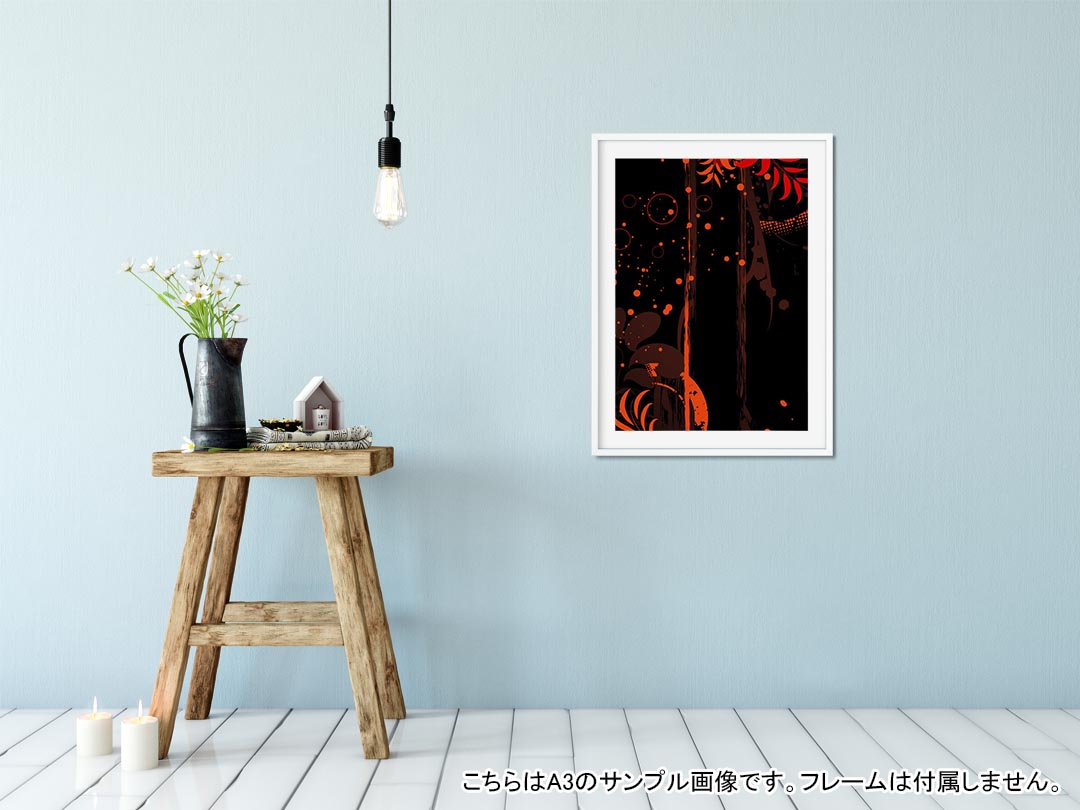 kabeコレのポスター ウォールステッカー シール式ステッカー 飾り 148×210mm A5 写真 フォト 壁 インテリア おしゃれ 剥がせる wall sticker poster 007991 植物　赤　レッド　黒　ブラック｜アングル2