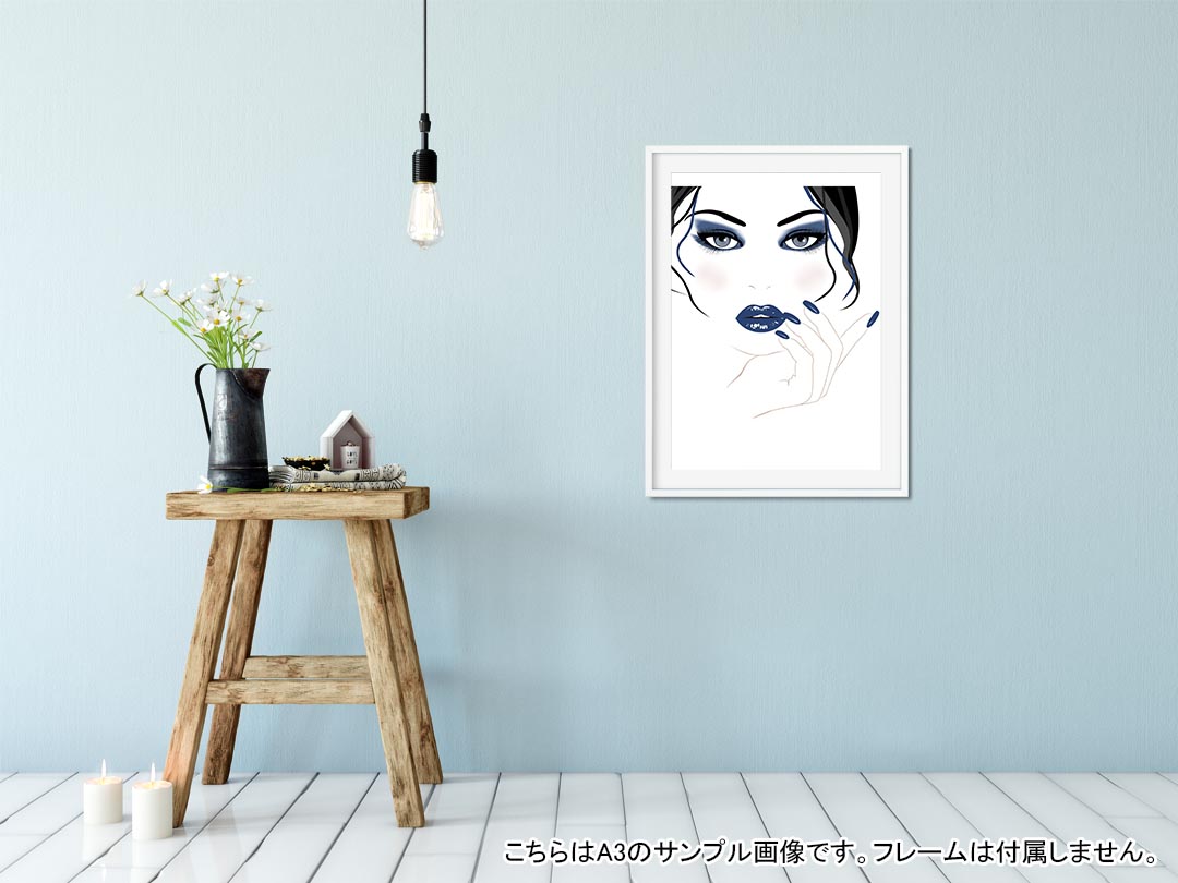 ポスター ウォールステッカー シール式ステッカー 飾り 420×594mm A2 写真 フォト 壁 インテリア おしゃれ 剥がせる wall sticker poster 008042 イラスト　人物　青　ブルー 2