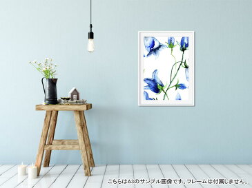 ポスター ウォールステッカー シール式ステッカー 飾り 148×210mm A5 写真 フォト 壁 インテリア おしゃれ 　剥がせる wall sticker poster 008096 花　フラワー　水彩　青　ブルー