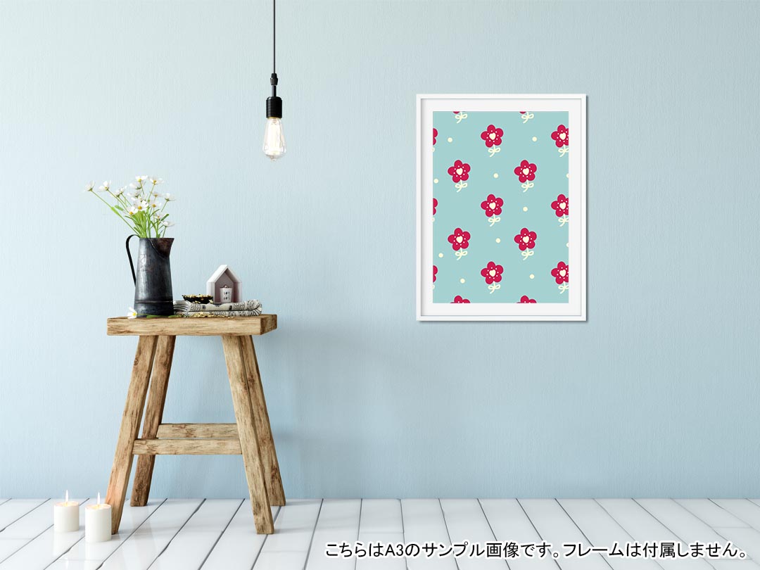 ポスター ウォールステッカー シール式ステッカー 飾り 594×841mm A1 写真 フォト 壁 インテリア おしゃれ 剥がせるwall sticker poster 008170 花　　水色　赤　レッド　模様 2