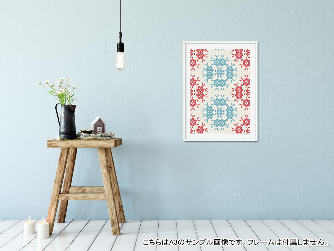 ポスター ウォールステッカー シール式ステッカー 飾り 364×515mm B3 写真 フォト 壁 インテリア おしゃれ 剥がせる wall sticker poster 008244 青 ブルー 赤 レッド 模様 花 2