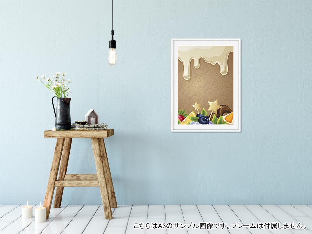 kabeコレのポステッカー ポスター ウォールステッカー シール式ステッカー 飾り 841mm×1189mm A0 写真 フォト 壁 インテリア おしゃれ 剥がせる wall sticker poster 008323 イラスト　お菓子　スイーツ　星　スター｜アングル2