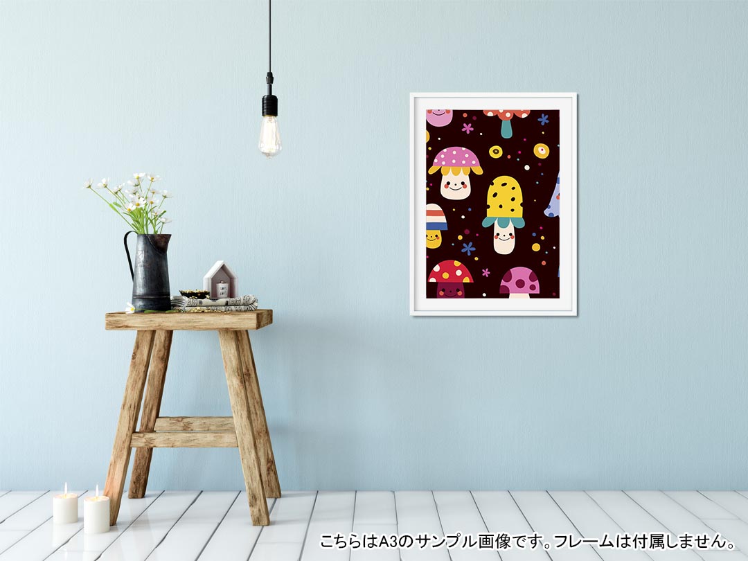 ポスター ウォールステッカー シール式ステッカー 飾り 594×841mm A1 写真 フォト 壁 インテリア おしゃれ 剥がせるwall sticker poster 008357 カラフル　模様　きのこ　水玉 2