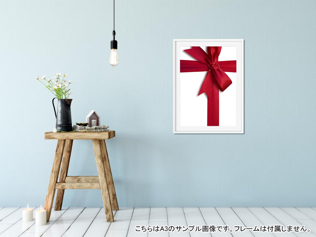 kabeコレのポスター ウォールステッカー シール式ステッカー 飾り 594×841mm A1 写真 フォト 壁 インテリア おしゃれ 剥がせるwall sticker poster 008362 赤　レッド　リボン｜アングル2