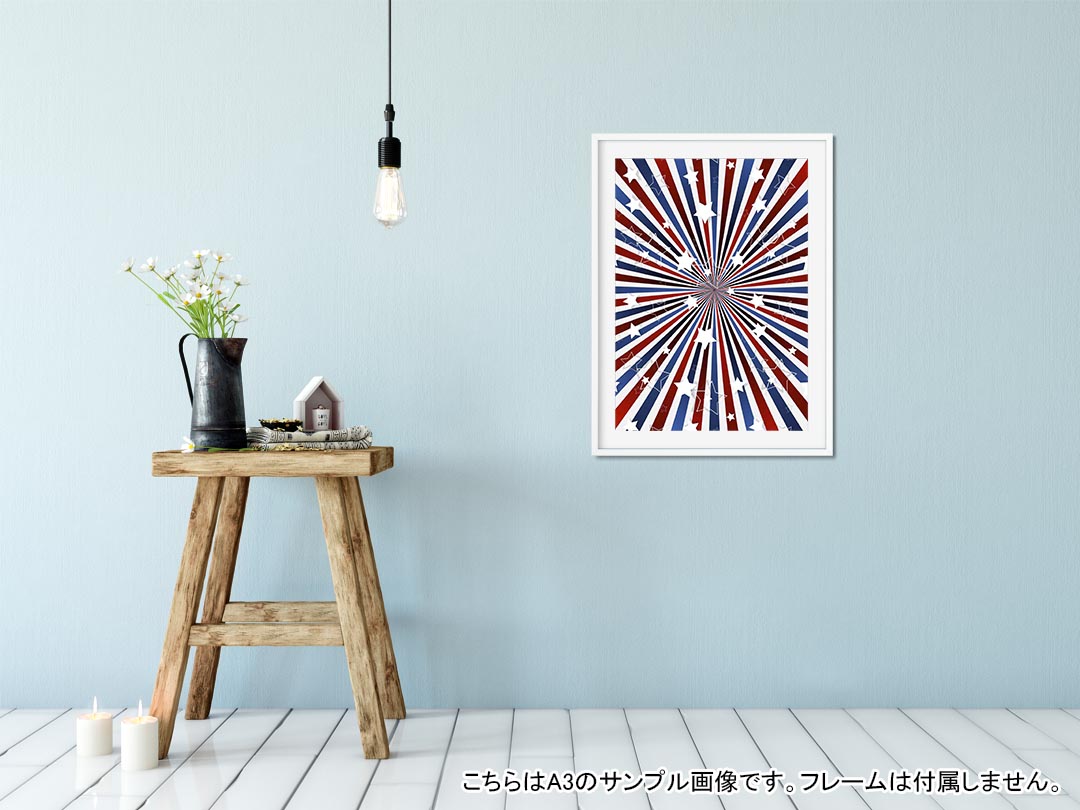 ポスター ウォールステッカー シール式ステッカー 飾り 297×420mm A3 写真 フォト 壁 インテリア おしゃれ 剥がせる wall sticker poster 008622 星　スター　赤　レッド　青　ブルー 2