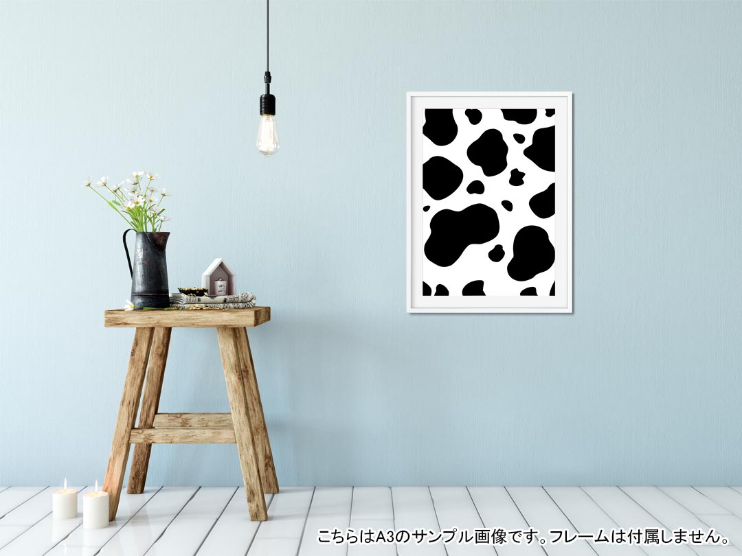 ポスター ウォールステッカー シール式ステッカー 飾り 297×420mm A3 写真 フォト 壁 インテリア おしゃれ 剥がせる wall sticker poster 008658 牛柄　白黒　模様 kabekore-10099357 kabeコレ サンプル画像2