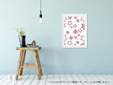 ポスター ウォールステッカー シール式ステッカー 飾り 148×210mm A5 写真 フォト 壁 インテリア おしゃれ 　剥がせる wall sticker poster 008804 星　スター　雪　結晶　赤　レッド