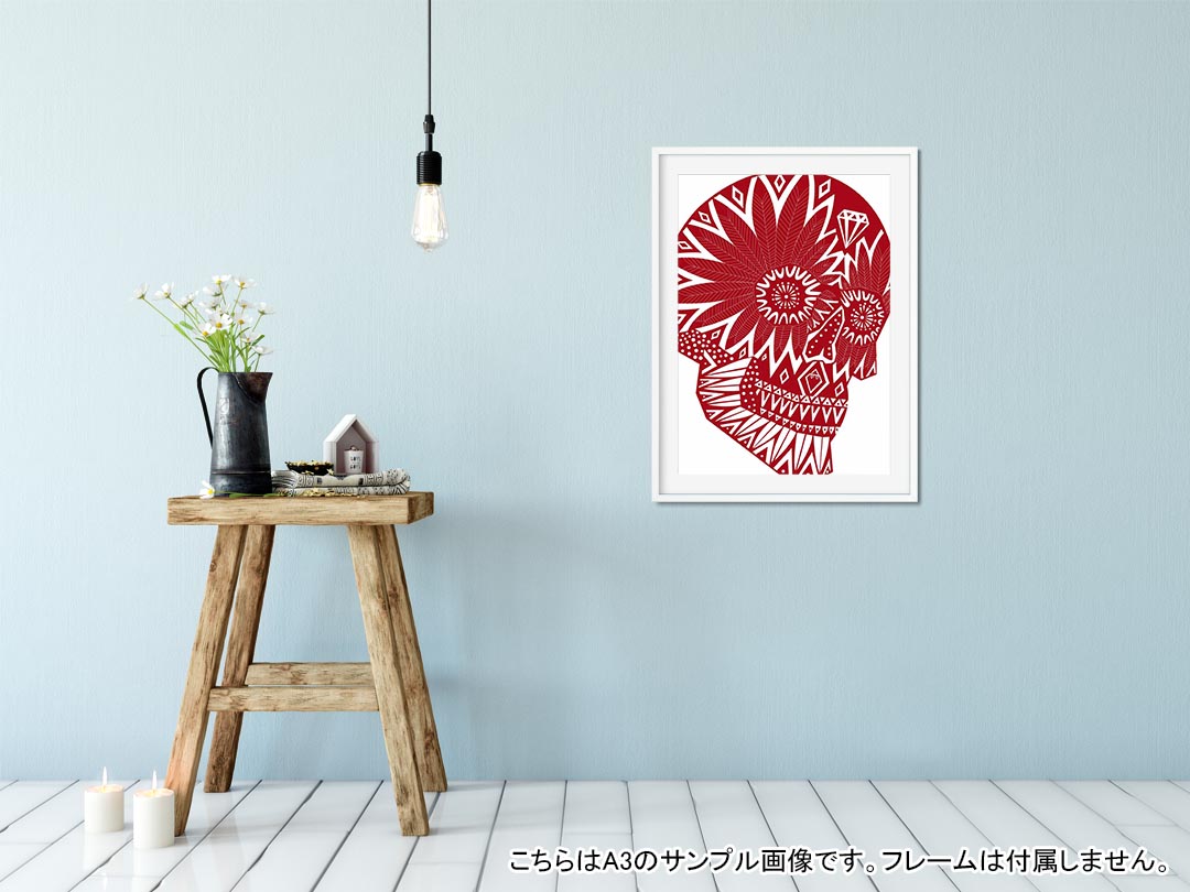 ポスター ウォールステッカー シール式ステッカー 飾り 148×210mm A5 写真 フォト 壁 インテリア おしゃれ 剥がせる wall sticker poster 008925 赤　レッド　骸骨　ドクロ kabekore-10128098 kabeコレ サンプル画像2