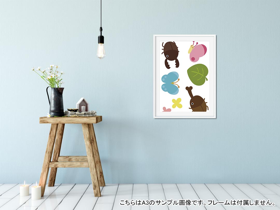 kabeコレのポスター ウォールステッカー シール式ステッカー 飾り 515×728mm B2 写真 フォト 壁 インテリア おしゃれ 剥がせる wall sticker poster 009230 カラフル　蝶　植物｜アングル2