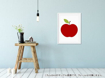 ポスター ウォールステッカー 長方形 シール式ステッカー 飾り 60×31cm Msize 壁 インテリア おしゃれ 剥がせる wall sticker poster 009346 果物 りんご 赤