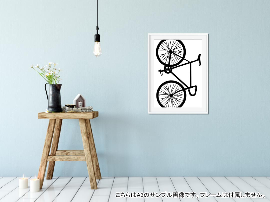 kabeコレのポスター ウォールステッカー シール式ステッカー 飾り 210×297mm A4 写真 フォト 壁 インテリア おしゃれ 剥がせる wall sticker poster 009765 乗り物　自転車　モノクロ｜アングル2