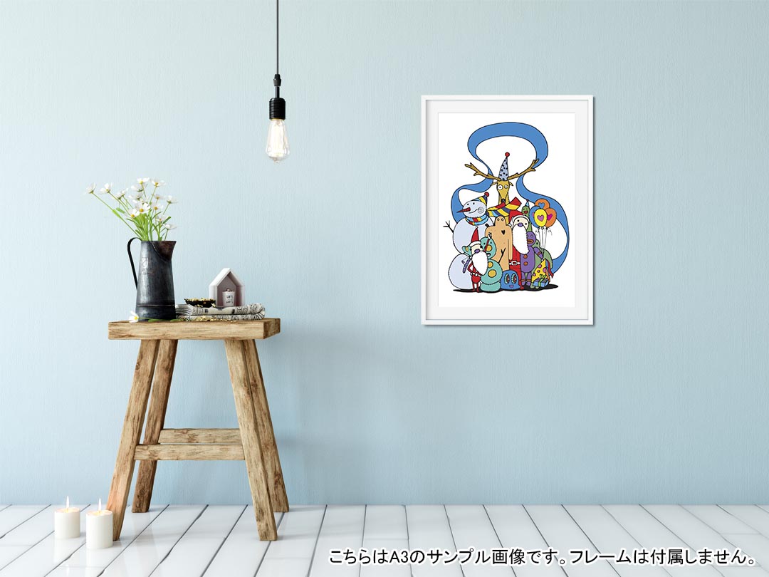 ポスター ウォールステッカー シール式ステッカー 飾り 257×364mm B4 写真 フォト 壁 インテリア おしゃれ 　剥がせる wall sticker poster 009977 クリスマス　サンタ　キャラクター