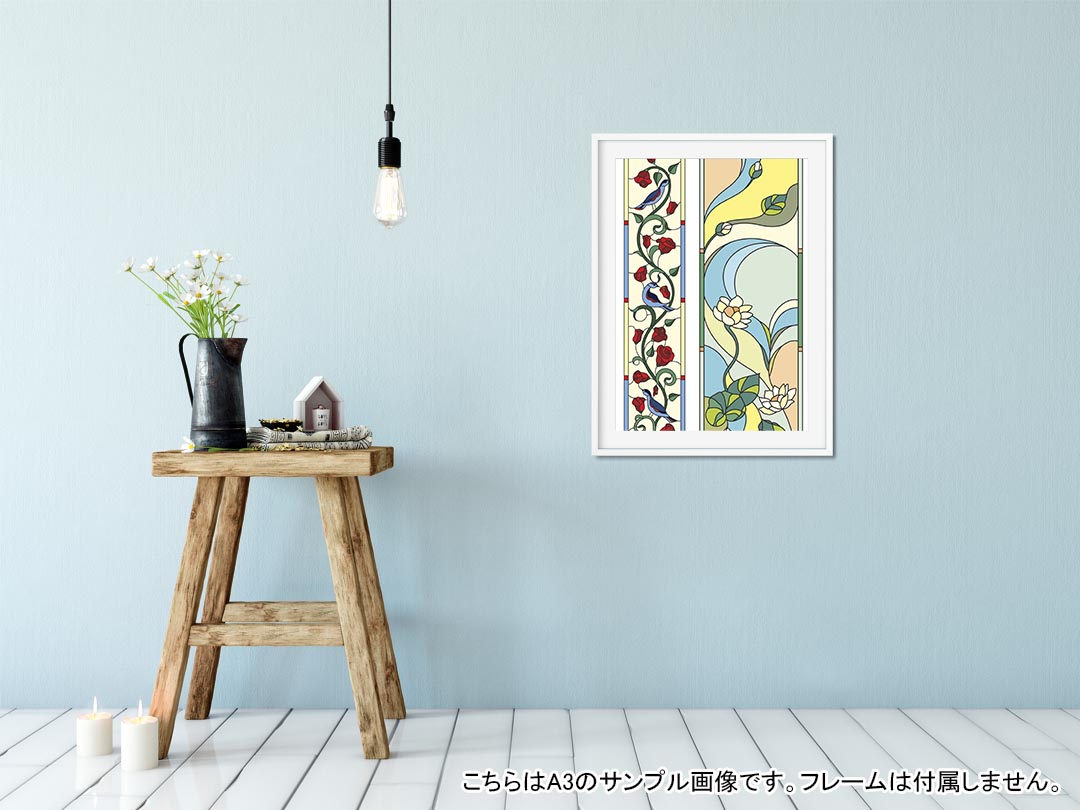 kabeコレのポスター ウォールステッカー シール式ステッカー 飾り 182×257mm B5 写真 フォト 壁 インテリア おしゃれ 　剥がせる wall sticker poster 010147 フラワー　花　青　緑｜アングル2