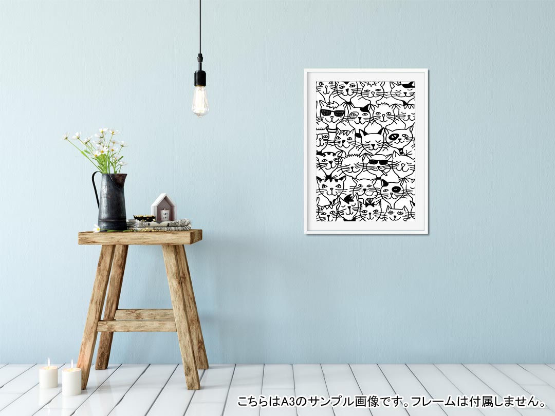 ポスター ウォールステッカー シール式ステッカー 飾り 594×841mm A1 写真 フォト 壁 インテリア おしゃれ 　剥がせる wall sticker poster 010229 猫　動物　イラスト