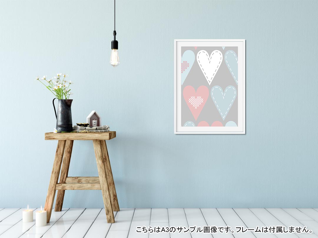 ポスター ウォールステッカー シール式ステッカー 飾り 182×257mm B5 写真 フォト 壁 インテリア おしゃれ 　剥がせる wall sticker poster 010573 ハート　赤　青 kabekore-10186679 kabeコレ サンプル画像2