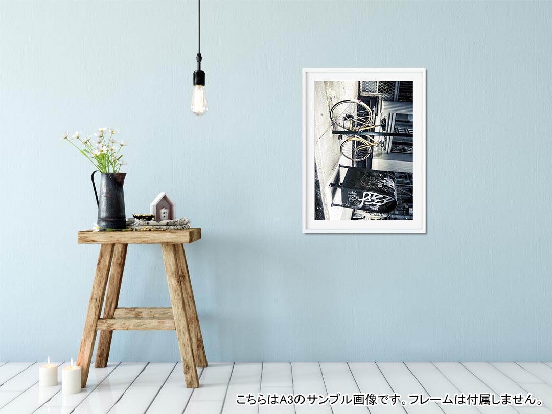 kabeコレのポスター ウォールステッカー シール式ステッカー 飾り 364×515mm B3 写真 フォト 壁 インテリア おしゃれ 剥がせる wall sticker poster 010828 自転車　写真　黄色｜アングル2