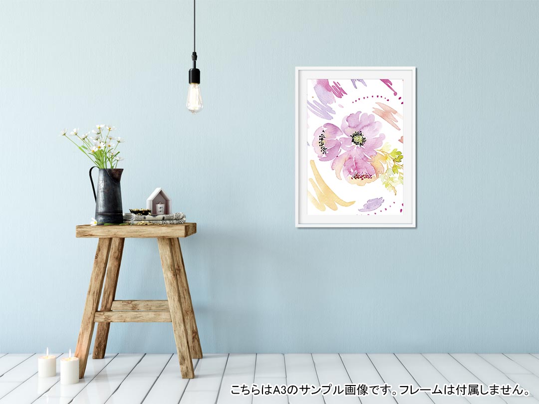 ポスター ウォールステッカー シール式ステッカー 飾り 89×127mm L版 写真 フォト 壁 インテリア おしゃれ 　剥がせる wall sticker poster 011075 花　水彩　カラフル kabekore-10229891 kabeコレ サンプル画像2