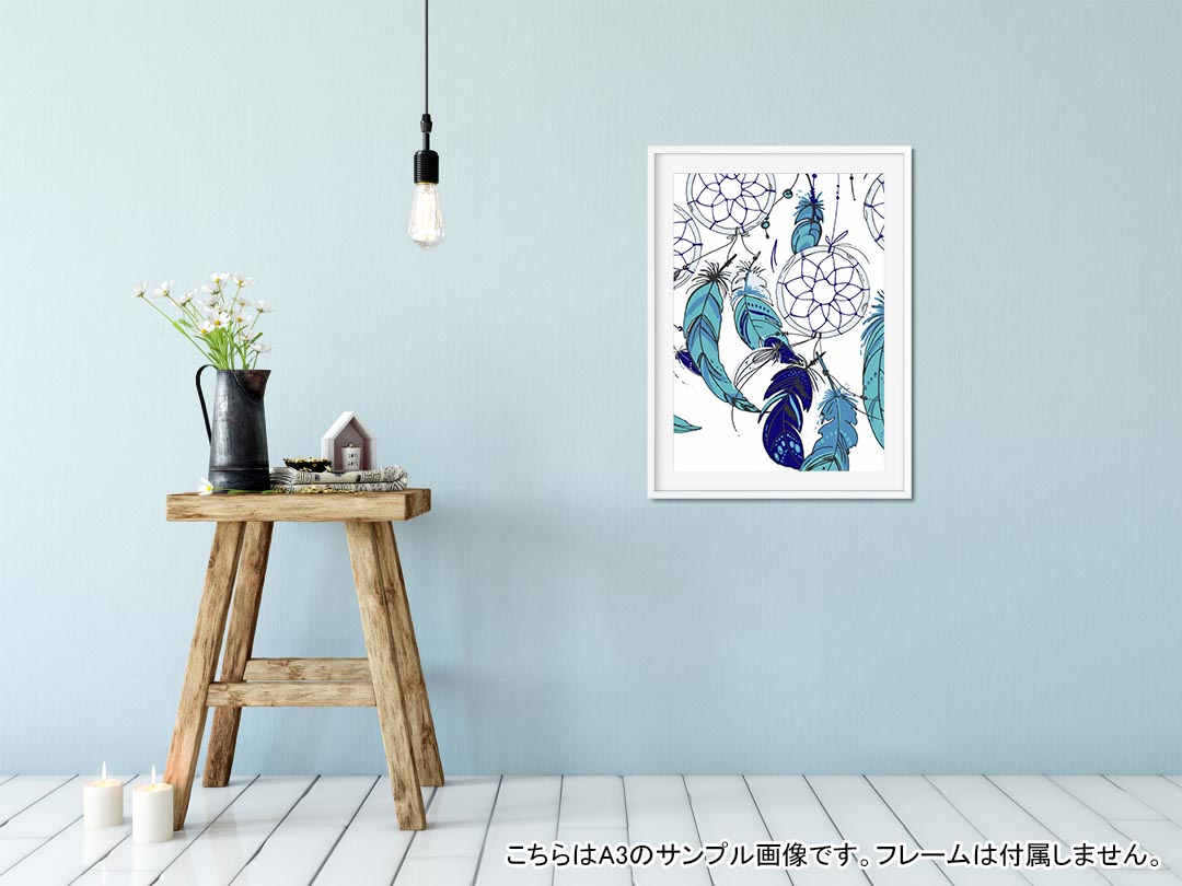 ポスター ウォールステッカー シール式ステッカー 飾り 594×841mm A1 写真 フォト 壁 インテリア おしゃれ 剥がせるwall sticker poster 011775 ドリームキャッチャー　青 2