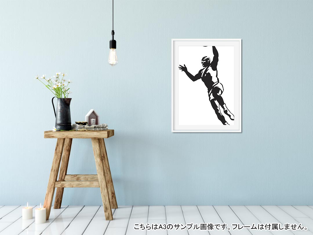 kabeコレのポスター ウォールステッカー シール式ステッカー 飾り 182×257mm B5 写真 フォト 壁 インテリア おしゃれ 　剥がせる wall sticker poster 011829 バスケ　スポーツ　人物｜アングル2