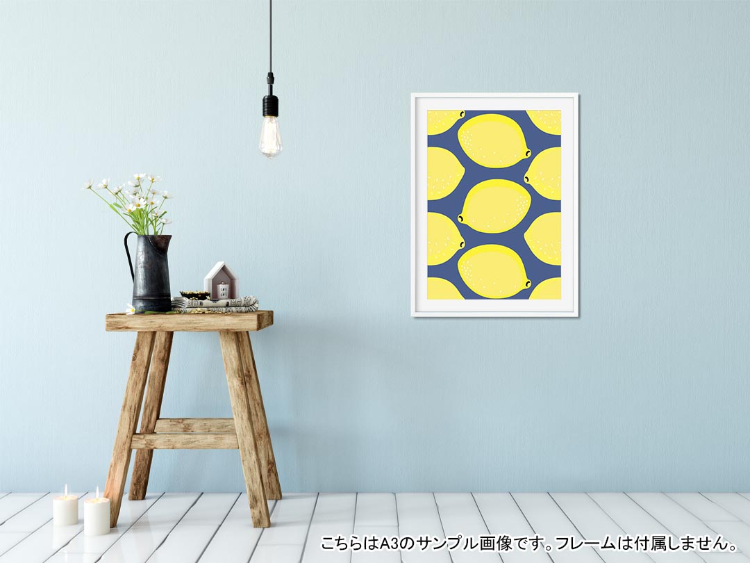 ポスター ウォールステッカー シール式ステッカー 飾り 297×420mm A3 写真 フォト 壁 インテリア おしゃれ 剥がせる wall sticker poster 011985 レモン　柄　黄色 2