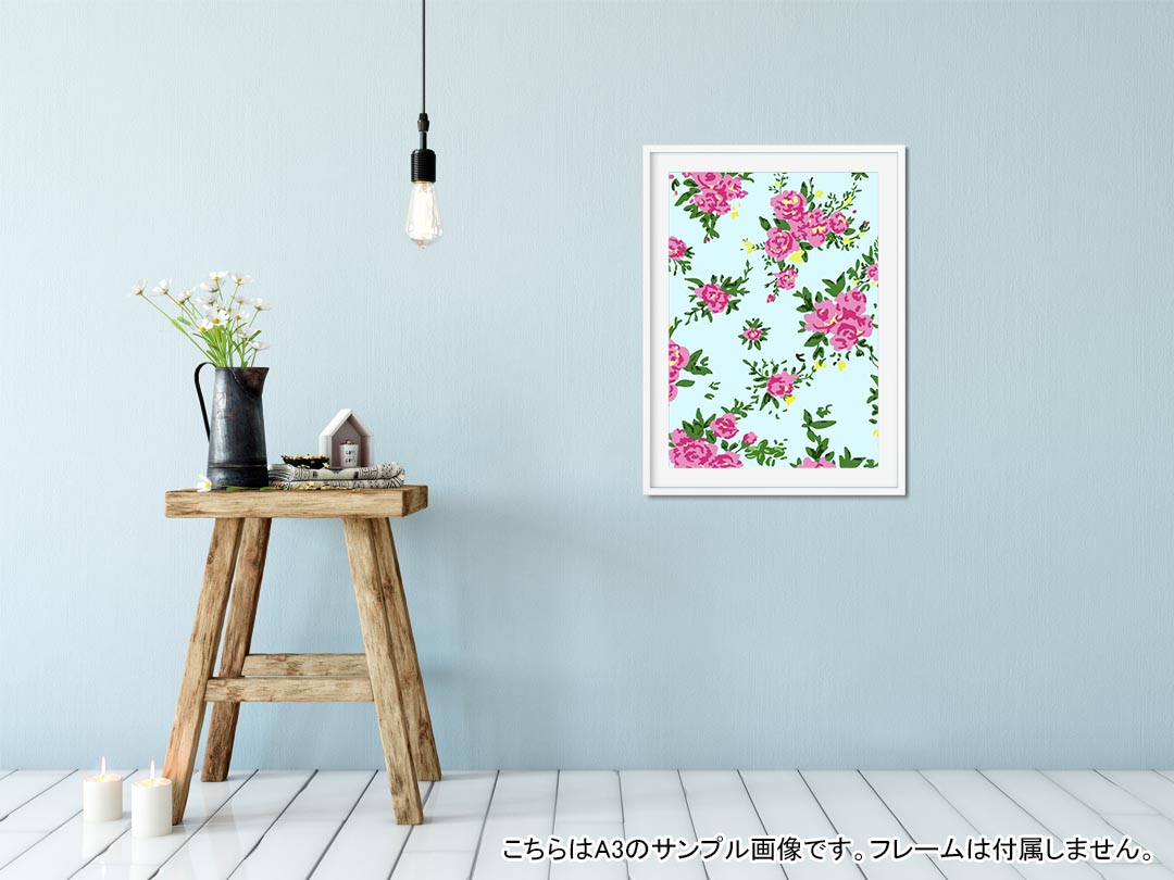 kabeコレのポスター ウォールステッカー シール式ステッカー 飾り 297×420mm A3 写真 フォト 壁 インテリア おしゃれ 剥がせる wall sticker poster 012111 花　ピンク　水色｜アングル2