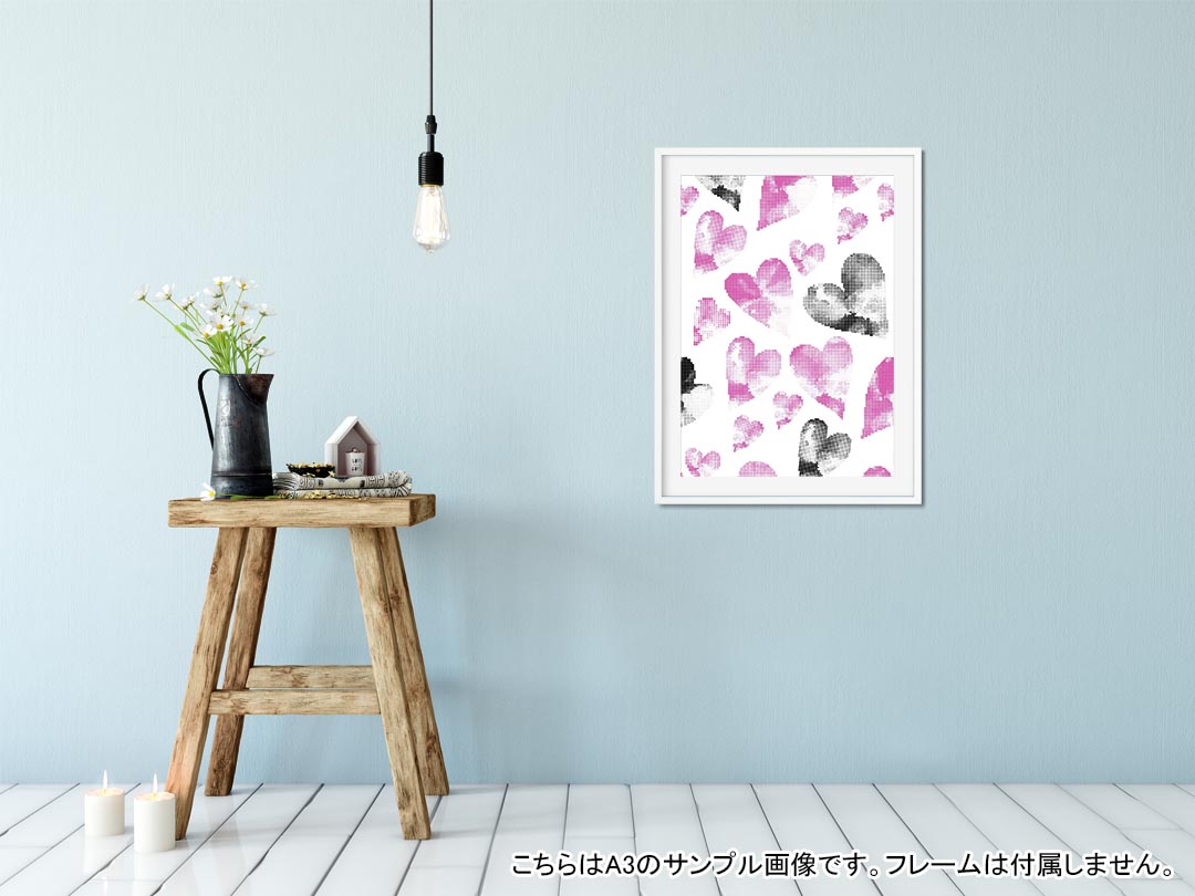 ポスター ウォールステッカー シール式ステッカー 飾り 127×178mm 2L 写真 フォト 壁 インテリア おしゃれ 　剥がせる wall sticker poster 012472 ハート　ピンク　黒 2