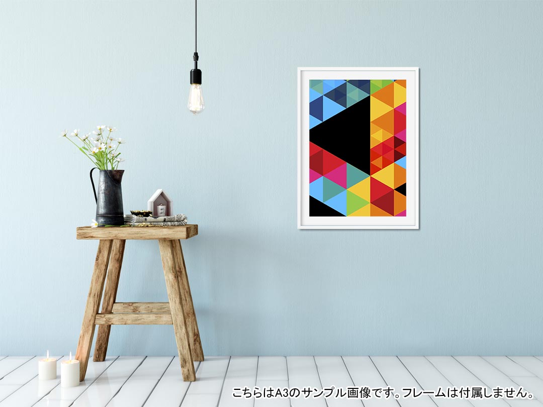 kabeコレのポスター ウォールステッカー シール式ステッカー 飾り 728×1030mm B1 写真 フォト 壁 インテリア おしゃれ 　剥がせる wall sticker poster 012511 英字　三角　カラフル｜アングル2